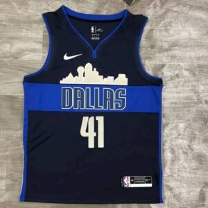 Maillot Homme Dirk Nowitzki Navy Swingman Player Jersey – Statement Edition