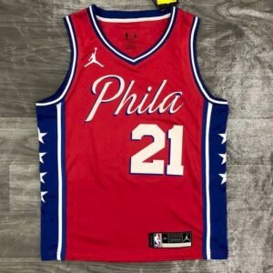 Maillot Homme Joel Embiid Red 2020-21 Swingman Player Jersey – Statement Edition