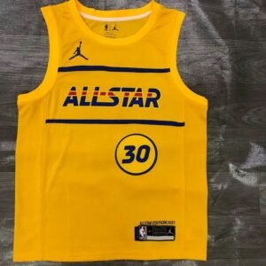 Maillot Homme Stephen Curry All-Star 2021 Yellow Swingman Player Jersey
