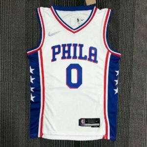 Maillot Homme Tyrese Maxey White Team Jersey – 75th Anniversary Edition