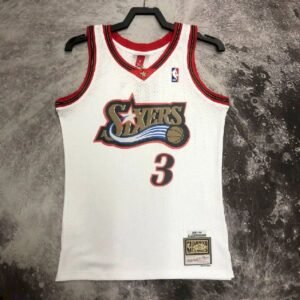 Maillot Homme M&N 1998 Allen Iverson White Retro Jersey