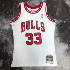 Maillot Homme M&N 1998 Scottie Pippen White Retro Jersey