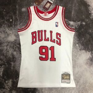 Maillot Homme M&N 1998 Dennis Rodman White Retro