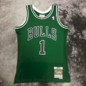 Maillot Homme M&N 08/09 Derrick Rose Green Retro Jersey
