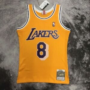 Maillot Homme M&N 1997 Kobe Bryant Yellow Retro Jersey