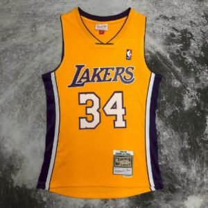 Maillot Homme M&N 99/00 Shaquille O’Neal Yellow Retro