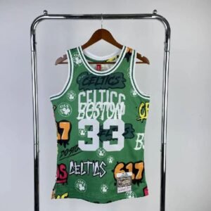Maillot Homme M&N 1985/86 Larry Bird Green Retro Jersey