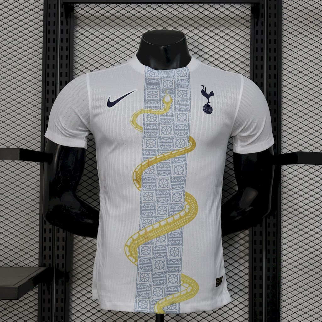 Maillot Homme Tottenham Hotspur 2025/26 White Gold Snake Edition Version Joueur