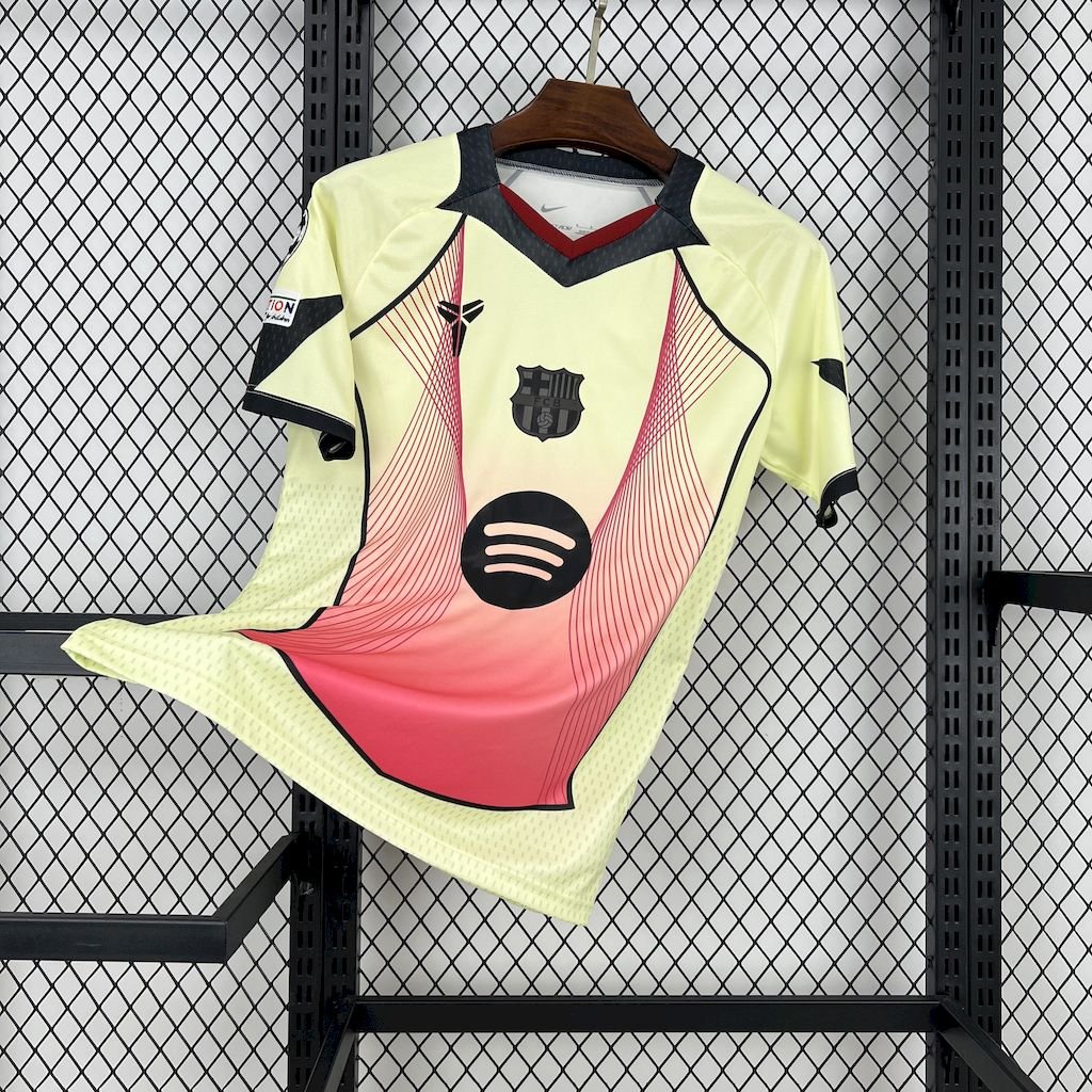 Maillot Homme Barcelona 2025/26 yellow pink (With Champions League)