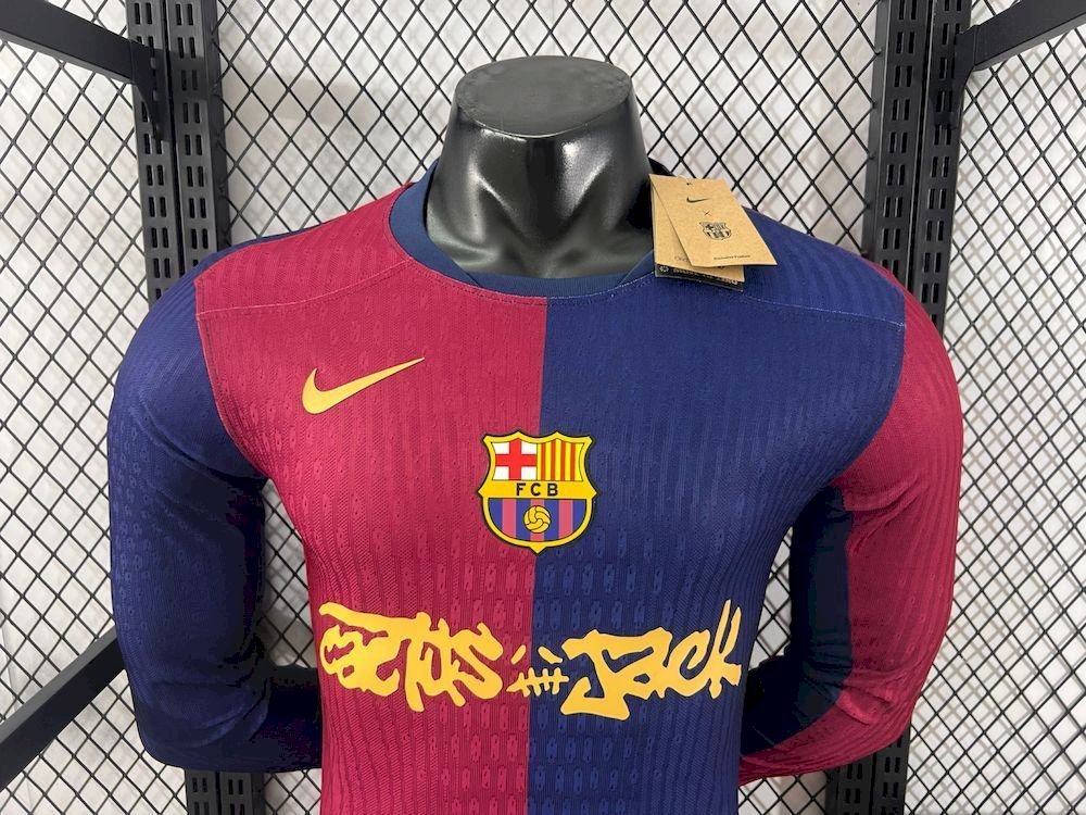 Maillot Homme Barcelona 2024/25 Travis Scott Edition Domicile Manches Longues Version Joueur – Image 5