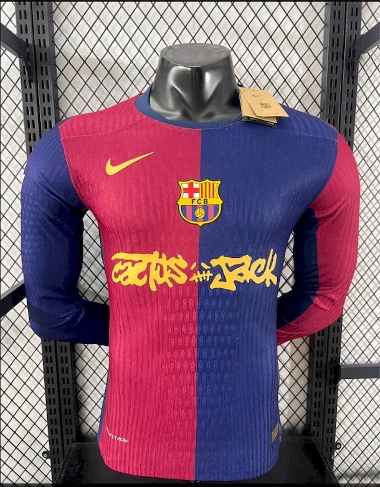 Maillot Homme Barcelona 2024/25 Travis Scott Edition Domicile Manches Longues Version Joueur