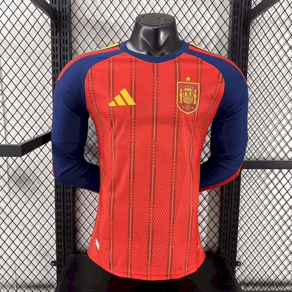 Maillot Homme Espagne 2026 Coupe du Monde Domicile Manches Longues Version Joueur
